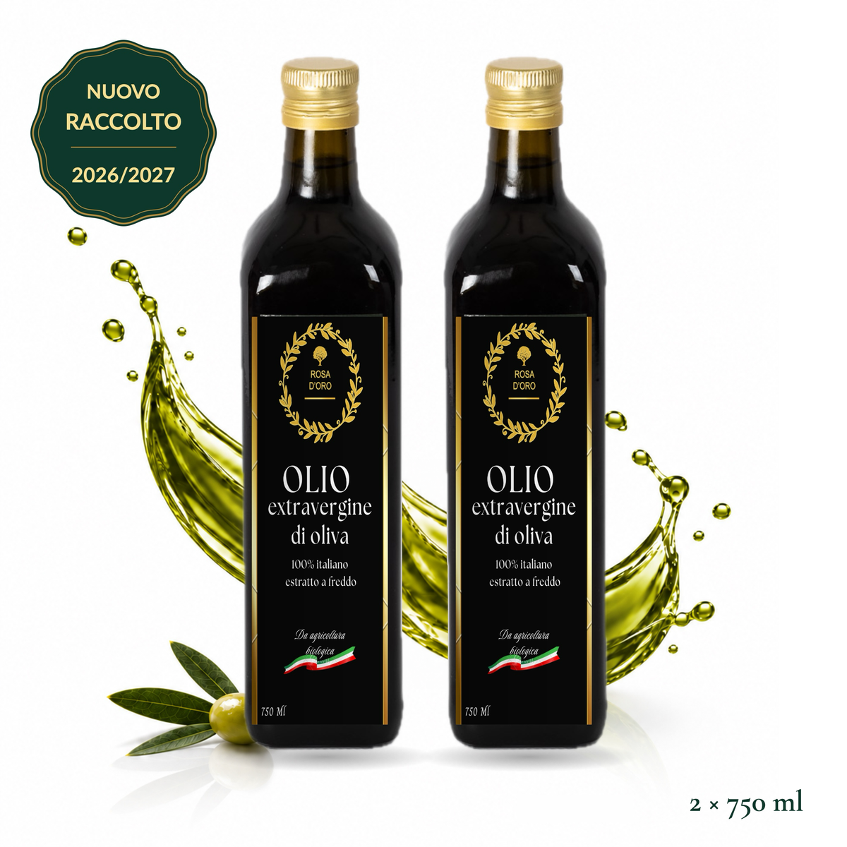 Olio EVO biologico – 2 bottiglie da 750 ml