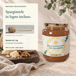 Vasetto di miele di eucalipto 1 kg con spargimiele in legno incluso