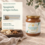 Vasetto di miele di eucalipto 500 g con spargimiele in legno incluso