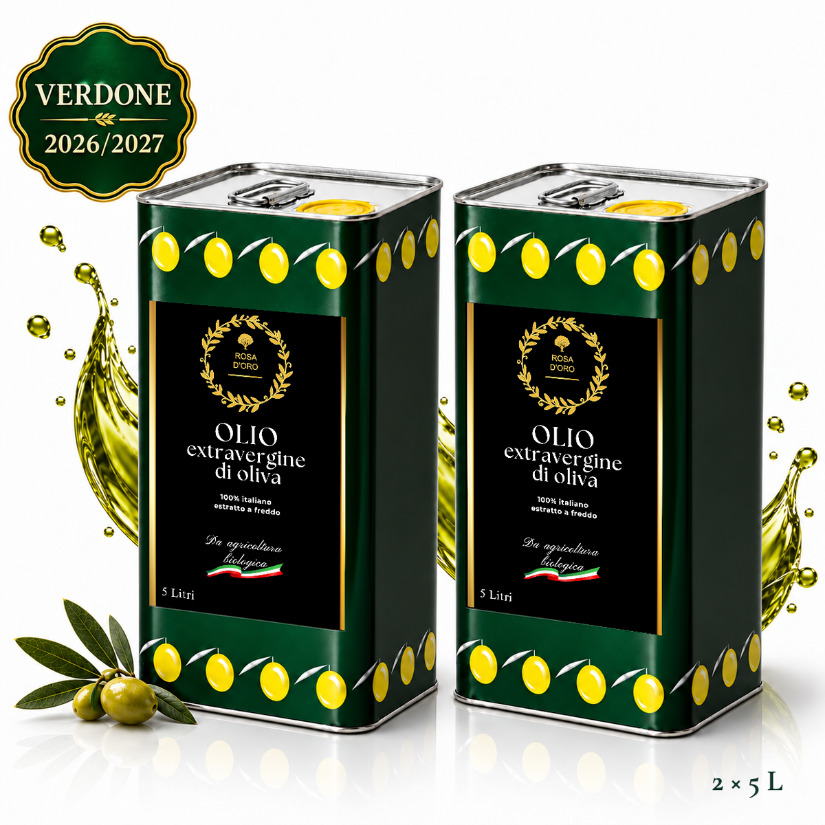 Rosa D’Oro Verdone 2026/2027 — due lattine da 5 litri
