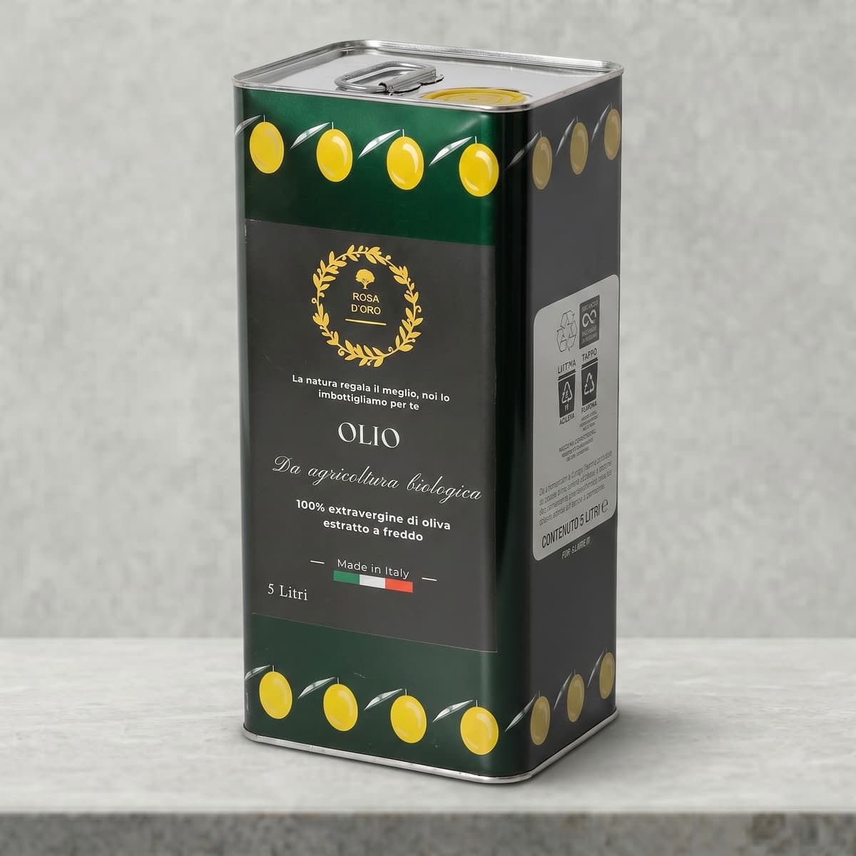 Lattina 5 litri olio extravergine biologico Rosa D'oro